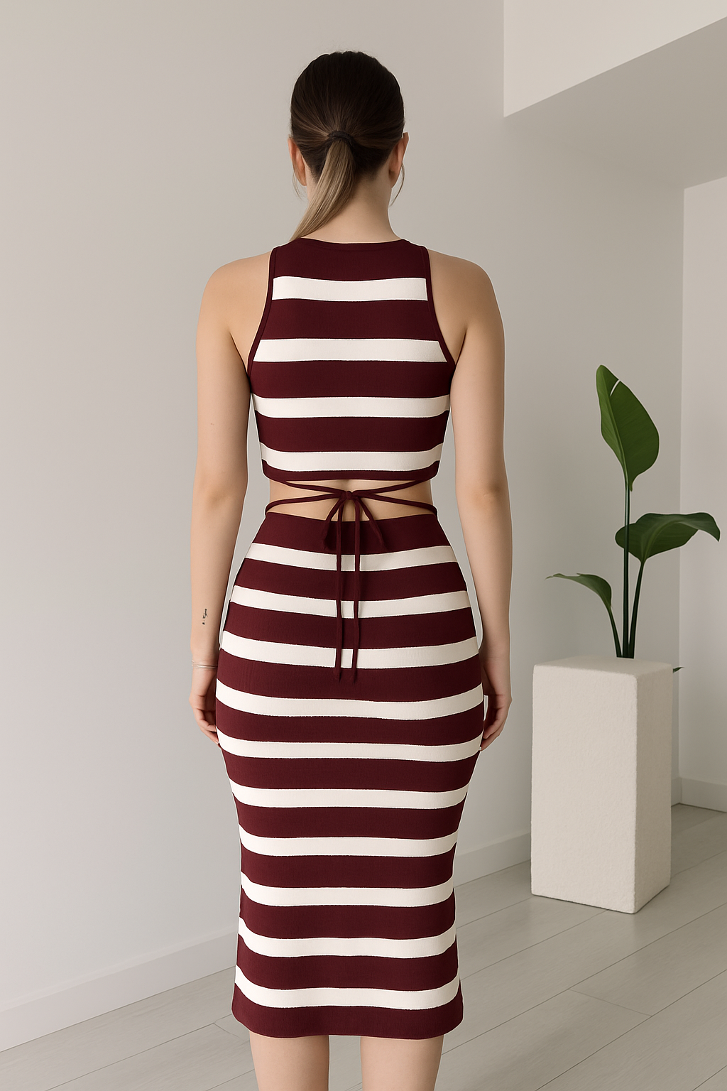 Çizgili Triko Takım