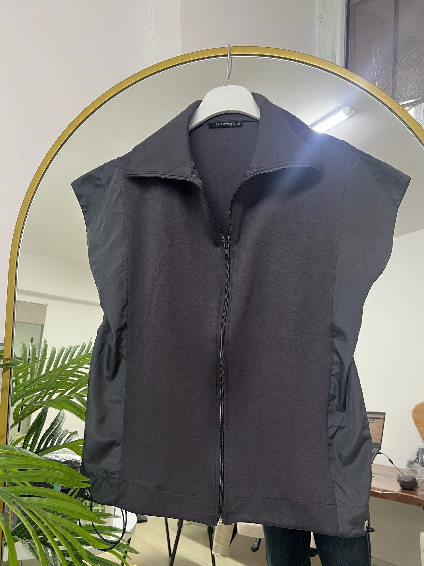 Paraşüt Kumaş Detaylı Yelekli Modal Alt Üst Şık Takım