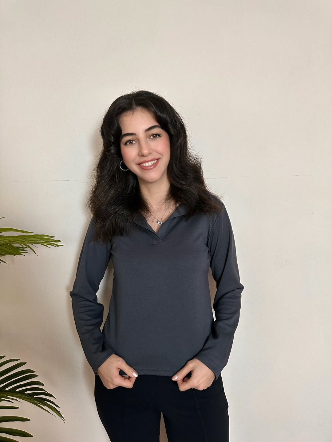 Uzun Kollu Polo Yaka Modal Bluz