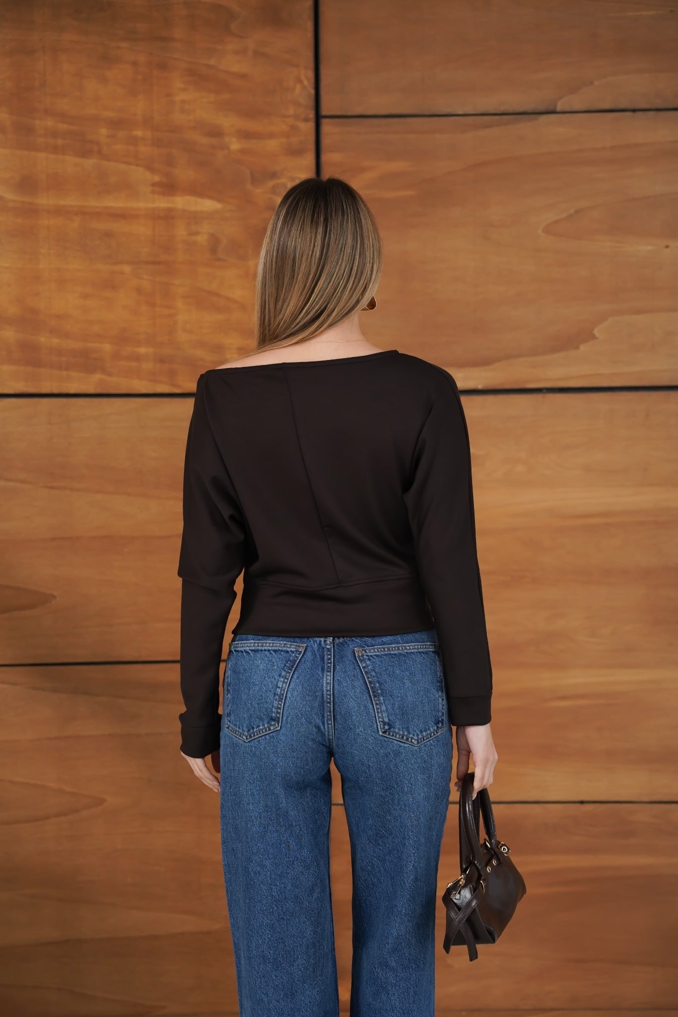 Kayık Yaka Uzun Kollu Basic Modal Bluz