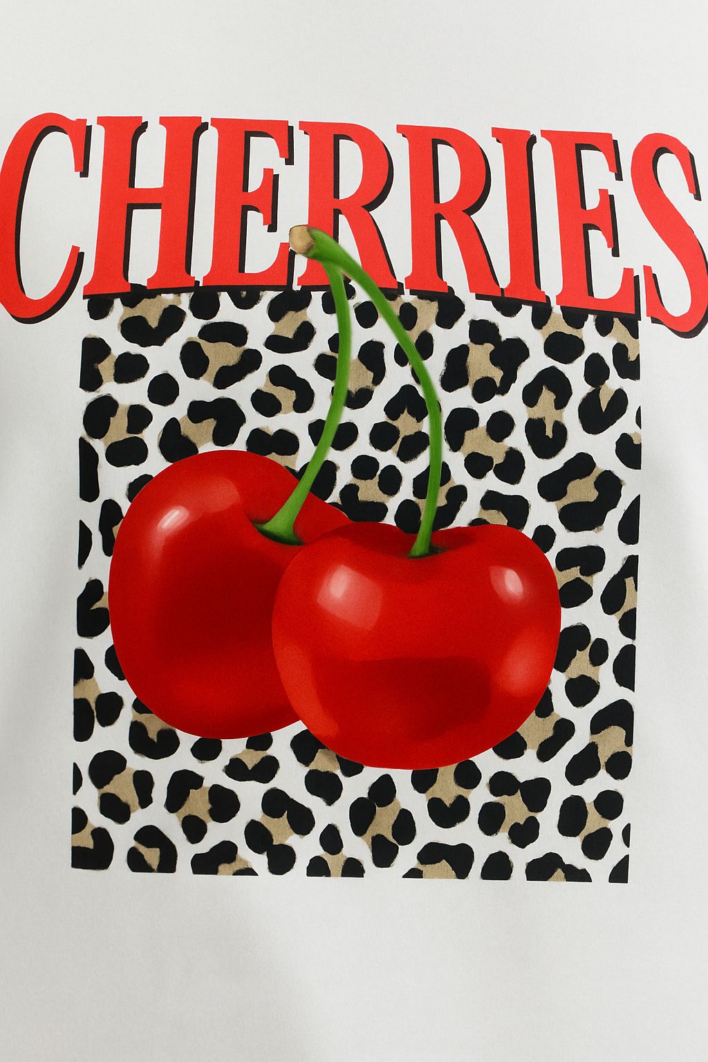 Beyaz Kiraz Baskılı Tişört