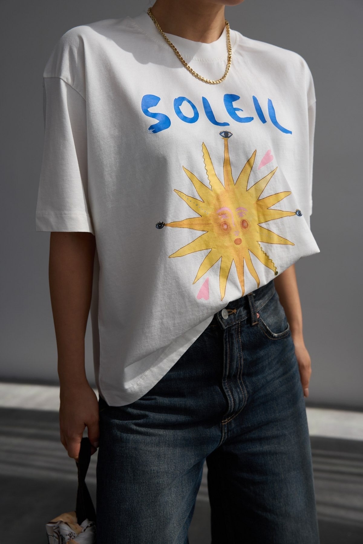Oversize Soleil Baskılı Pamuk Tişört