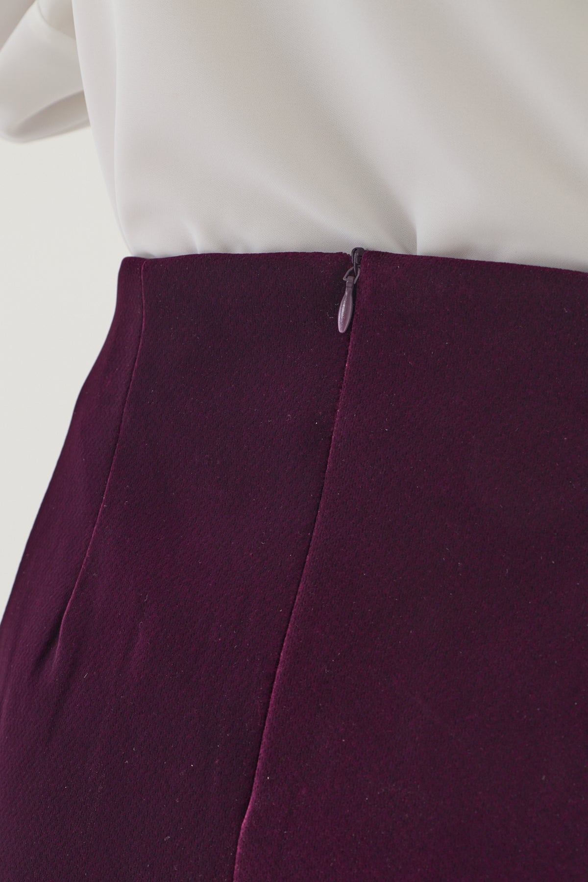 KADİFE BORDO MİNİ ETEK