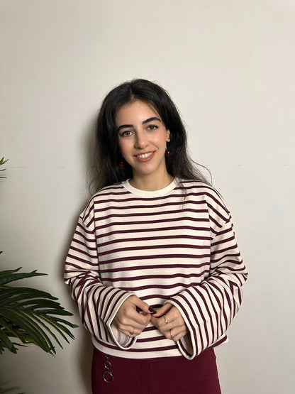 Çizgili Basic Sweatshirt