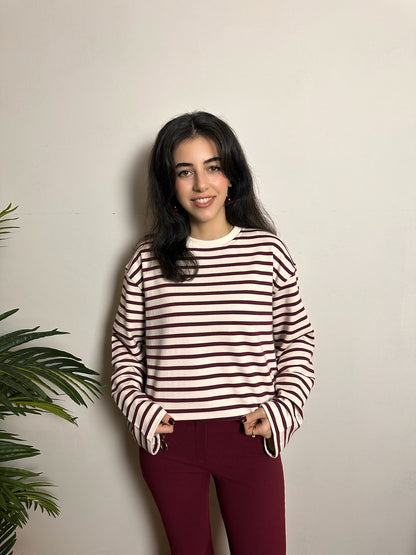 Çizgili Basic Sweatshirt
