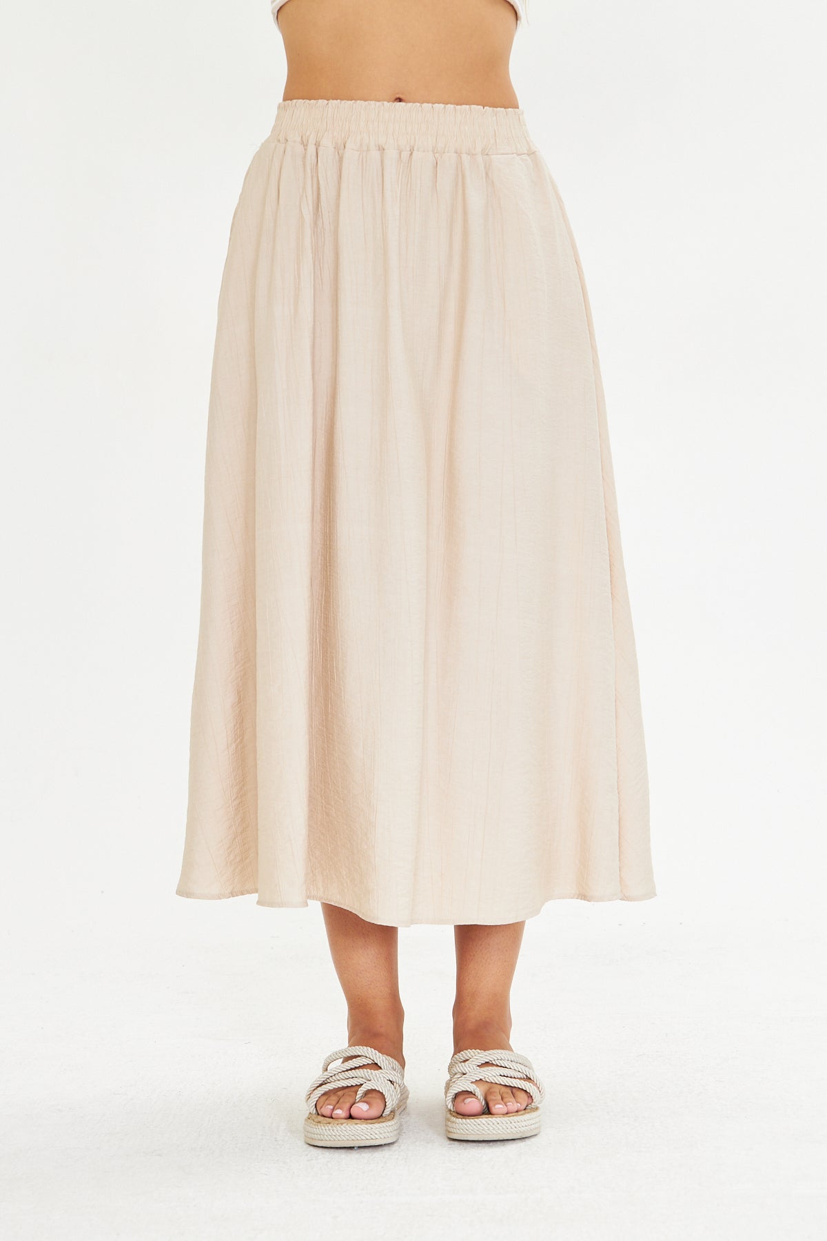 Modal Beli Lastikli Cep Detaylı Etek