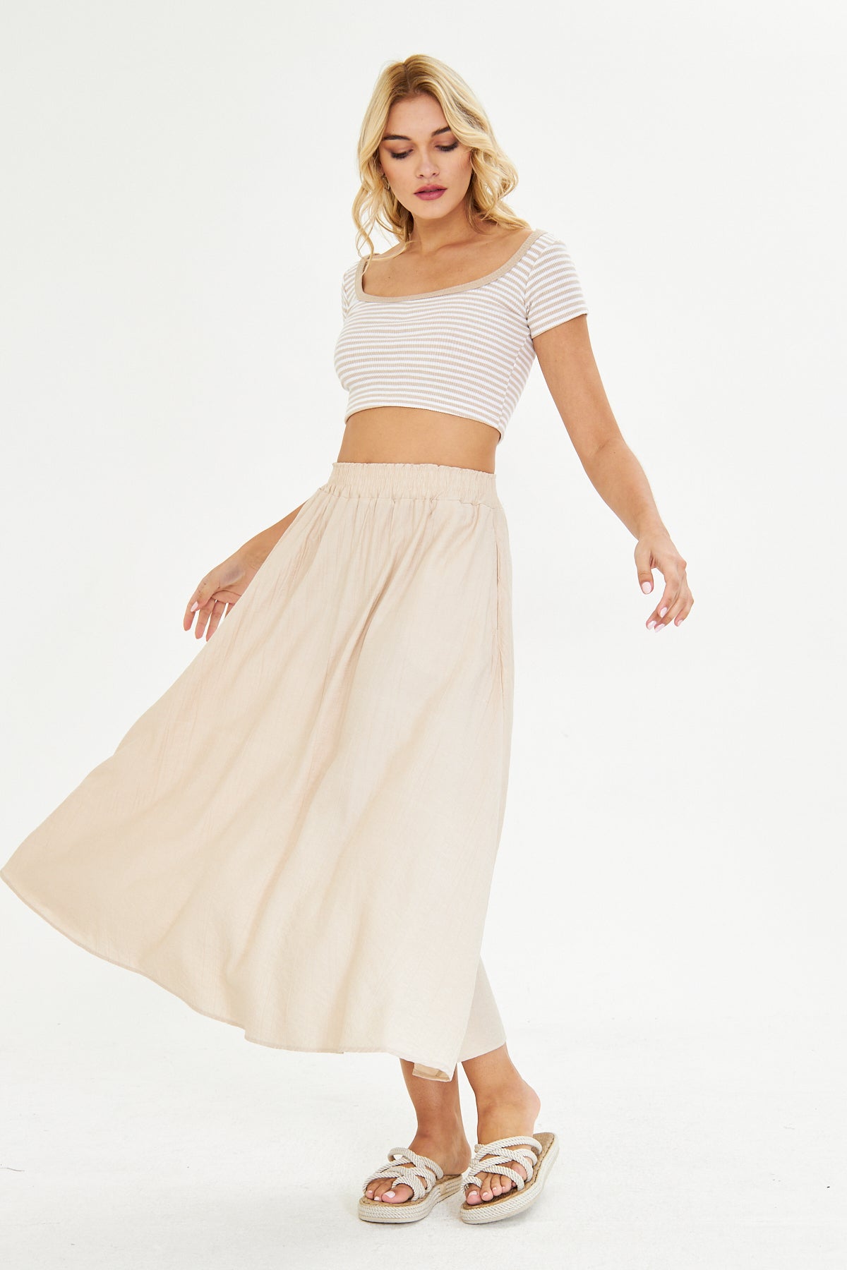 Modal Beli Lastikli Cep Detaylı Etek