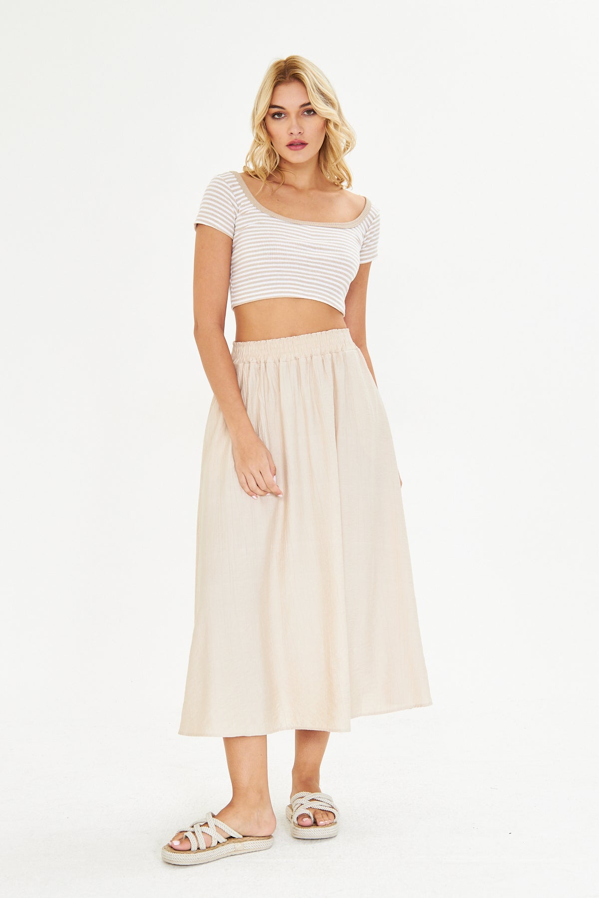 Modal Beli Lastikli Cep Detaylı Etek