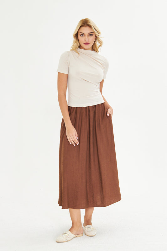 Modal Beli Lastikli Cep Detaylı Etek