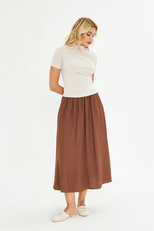 Modal Beli Lastikli Cep Detaylı Etek