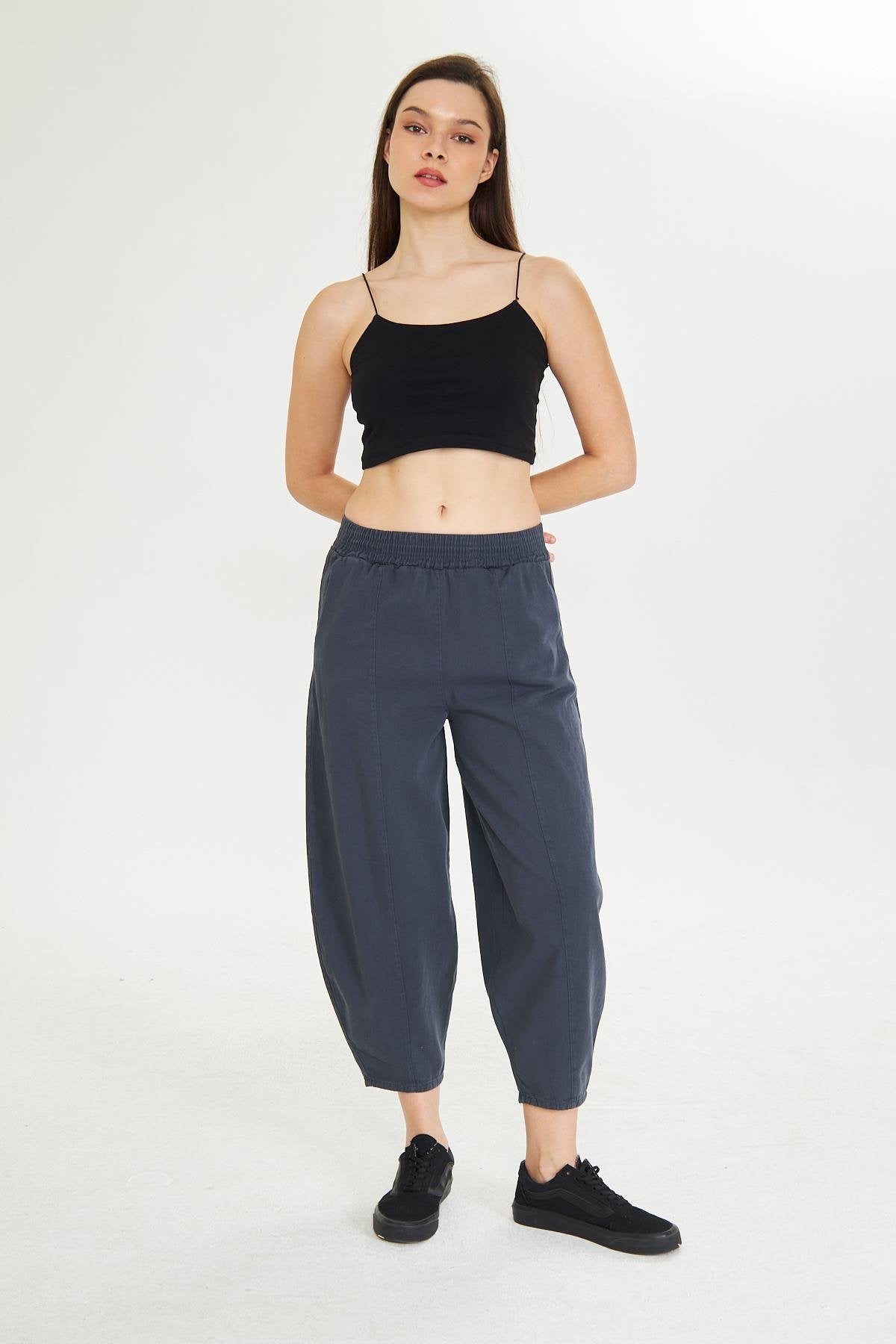 Beli Lastikli Cepli Şalvar Pantolon