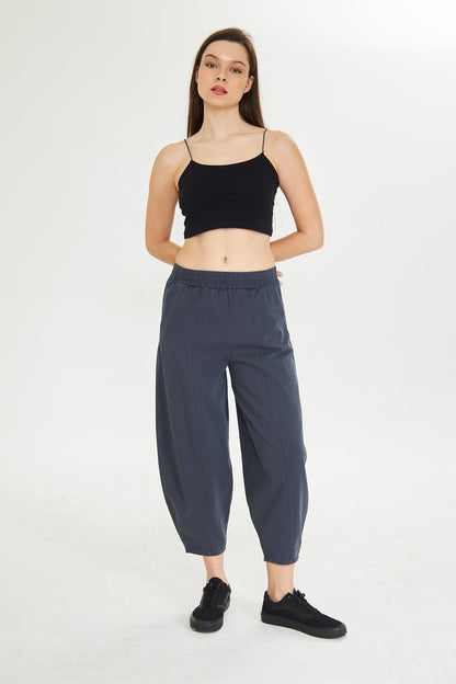 Beli Lastikli Cepli Şalvar Pantolon