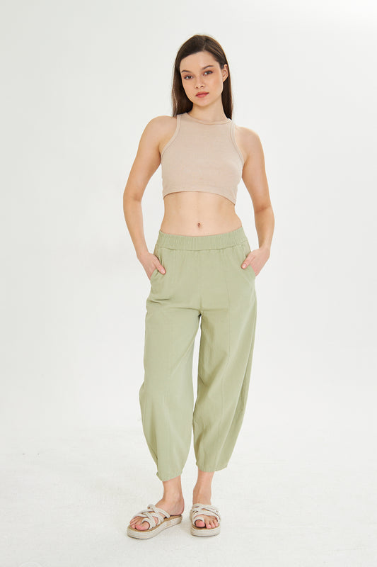 Beli Lastikli Cepli Baggy Şalvar Pantolon