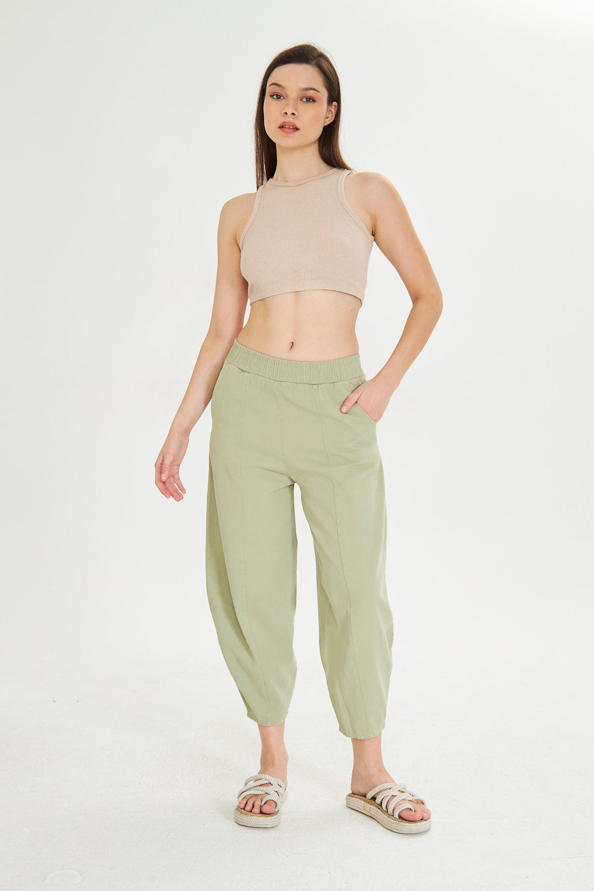 Beli Lastikli Cepli Şalvar Pantolon