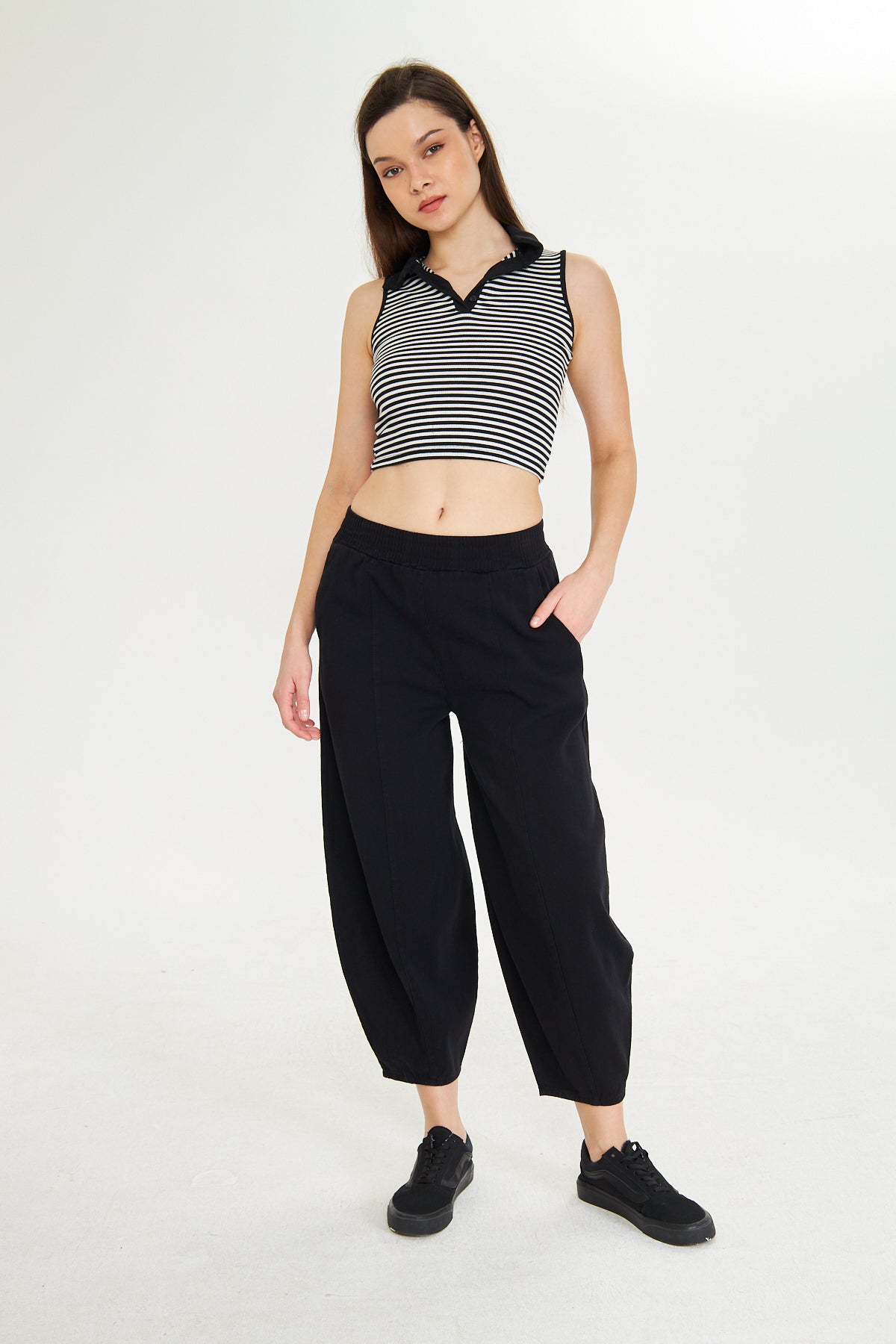 Beli Lastikli Cepli Şalvar Pantolon