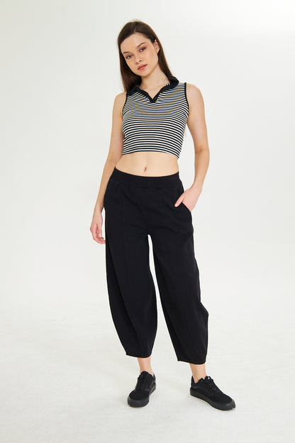 Beli Lastikli Cepli Şalvar Pantolon