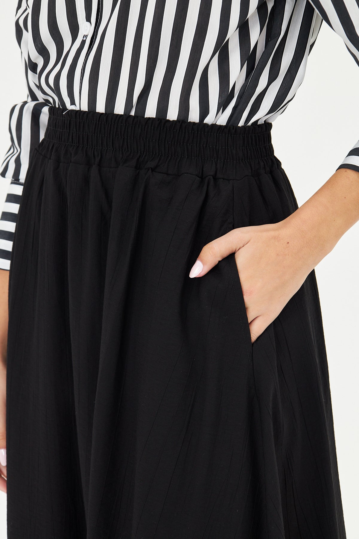 Modal Beli Lastikli Cep Detaylı Etek