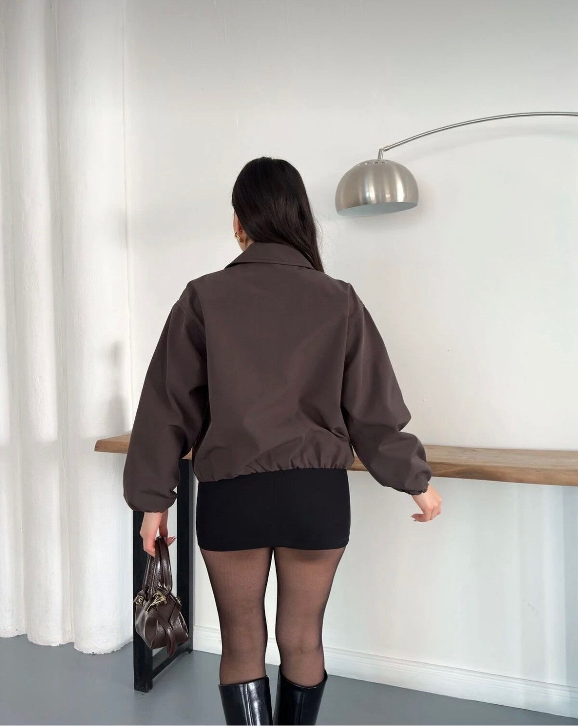 Oversize Bomber Ceket – Fermuarlı Kısa Baharlık Mont