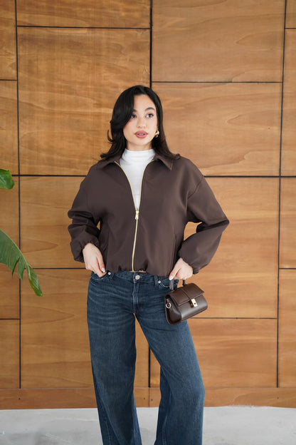 Oversize Bomber Ceket – Fermuarlı Kısa Baharlık Mont