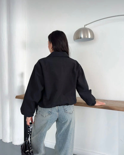 Oversize Bomber Ceket – Fermuarlı Kısa Baharlık Mont
