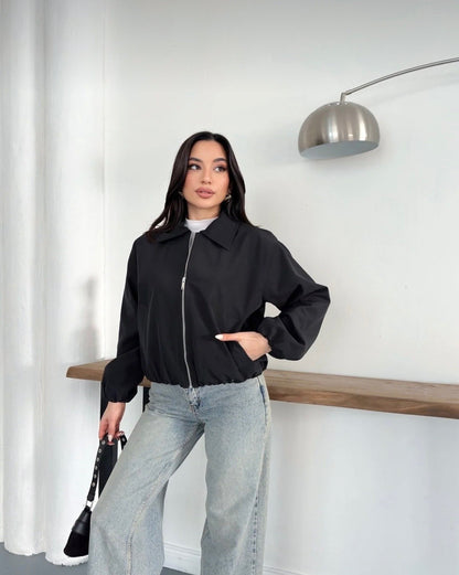 Oversize Bomber Ceket – Fermuarlı Kısa Baharlık Mont