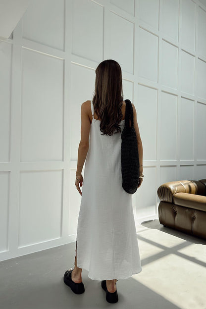 Müslin İp Askılı Astarlı Elbise