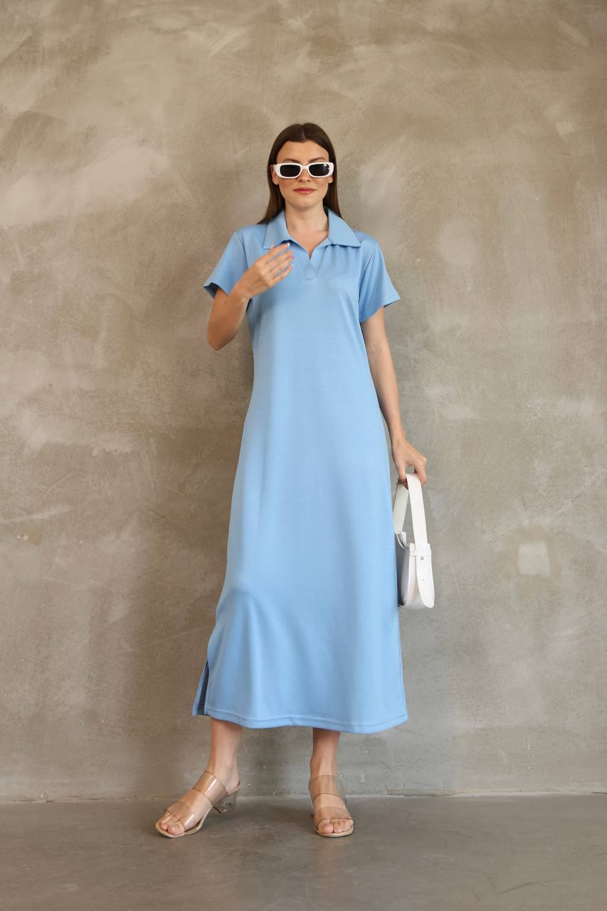 Modal Kumaş Polo Yaka Elbise