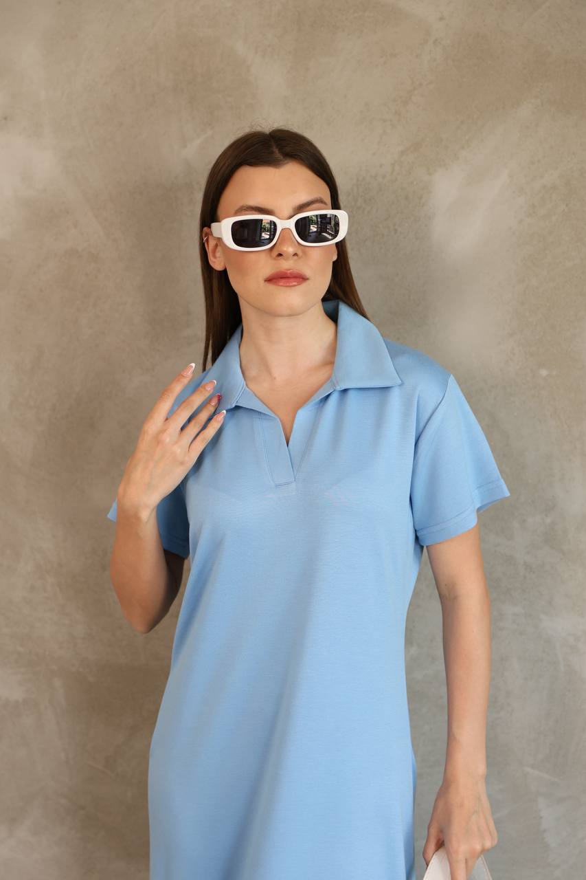 Modal Kumaş Polo Yaka Elbise