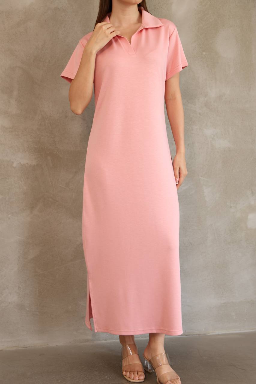 Modal Kumaş Polo Yaka Elbise
