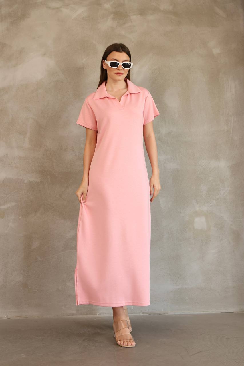 Modal Kumaş Polo Yaka Elbise