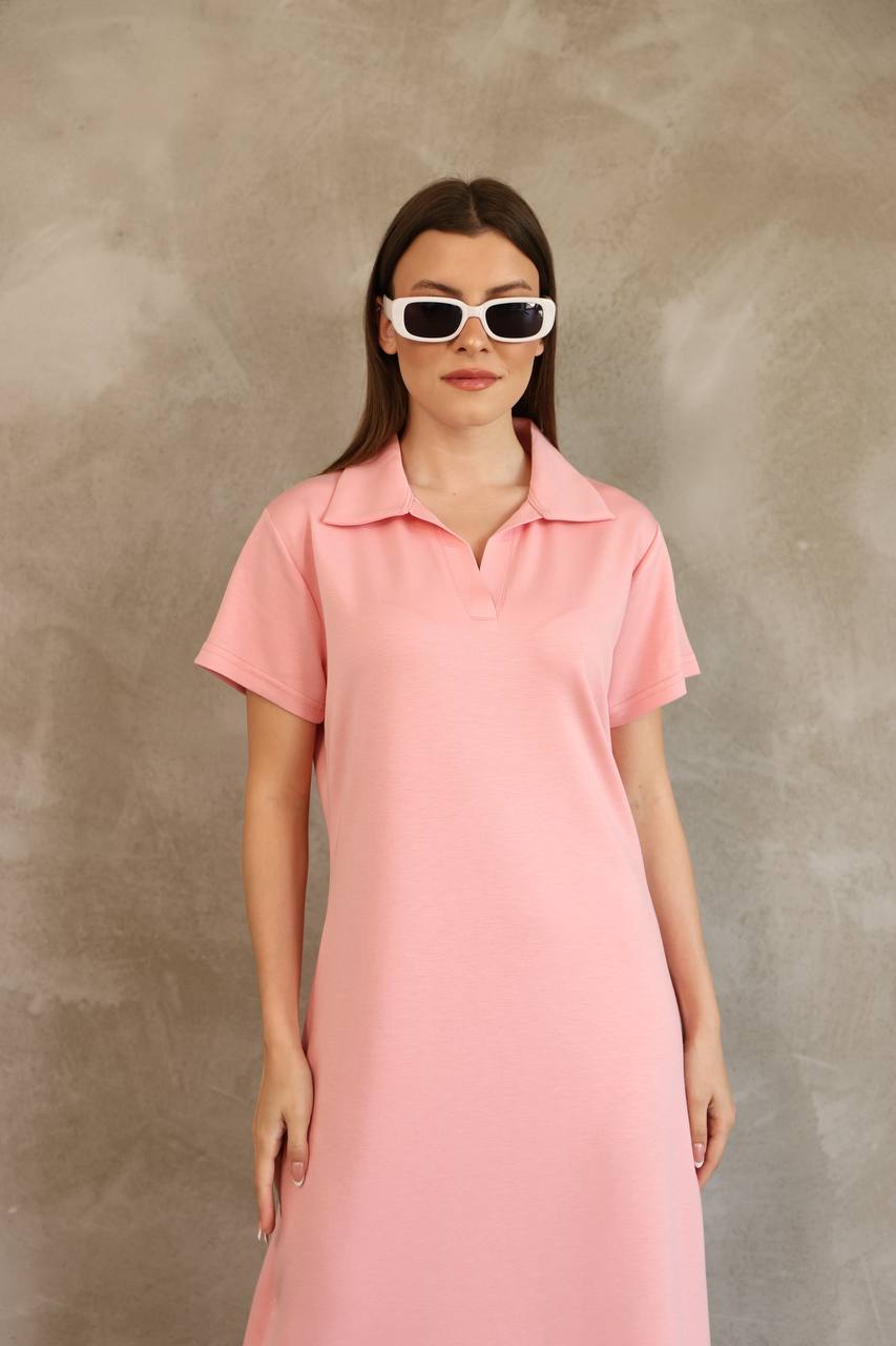 Modal Kumaş Polo Yaka Elbise