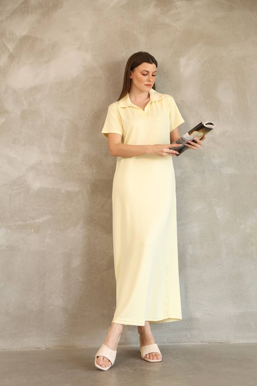 Modal Kumaş Polo Yaka Elbise