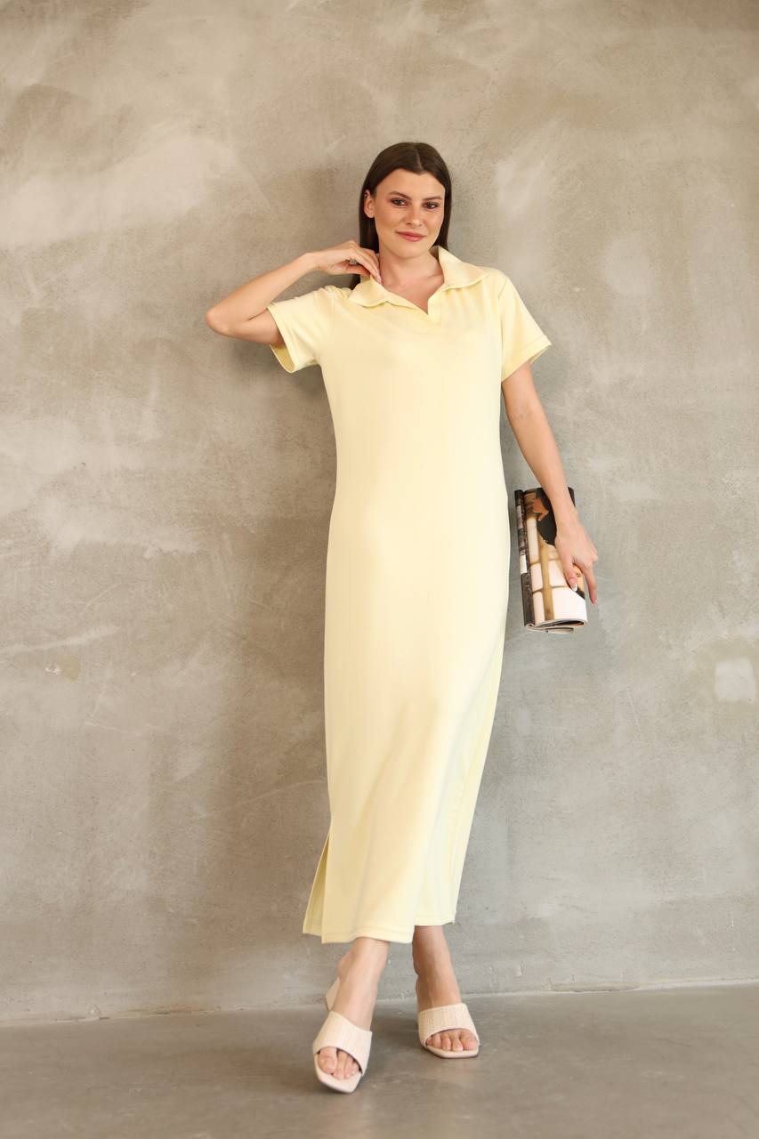 Modal Kumaş Polo Yaka Elbise