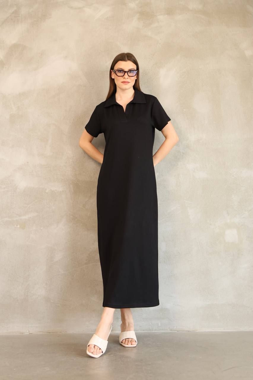 Modal Kumaş Polo Yaka Elbise