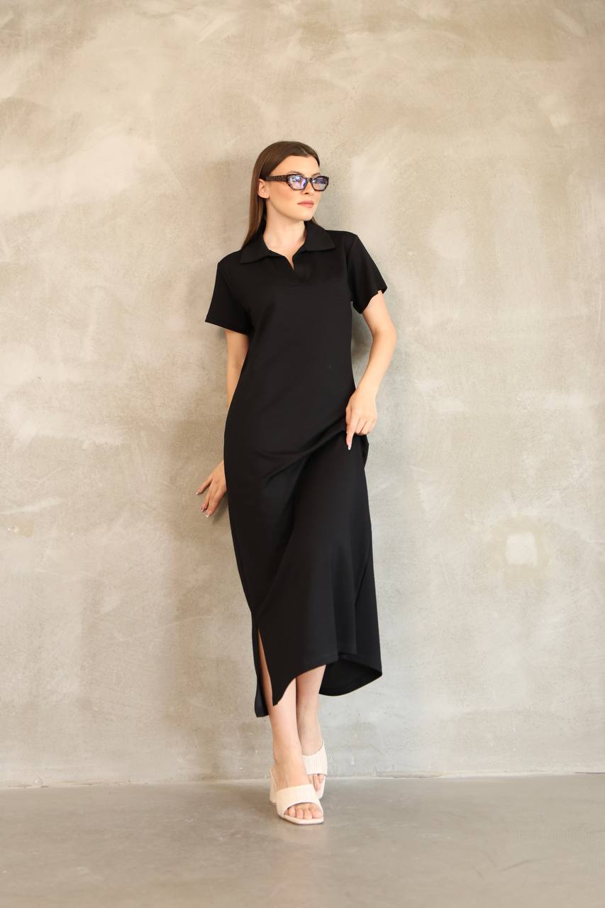 Modal Kumaş Polo Yaka Elbise