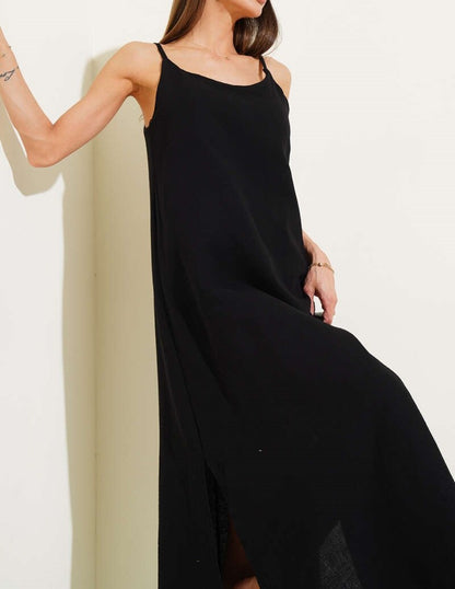 Müslin İp Askılı Astarlı Elbise