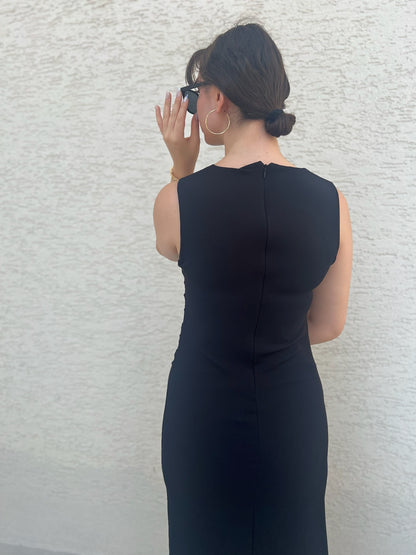 Drapeli Midi Kolsuz Elbise