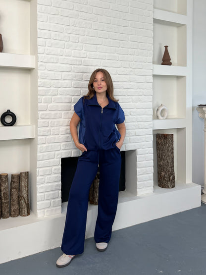 Paraşüt Kumaş Detaylı Yelekli Modal Alt Üst Şık Takım