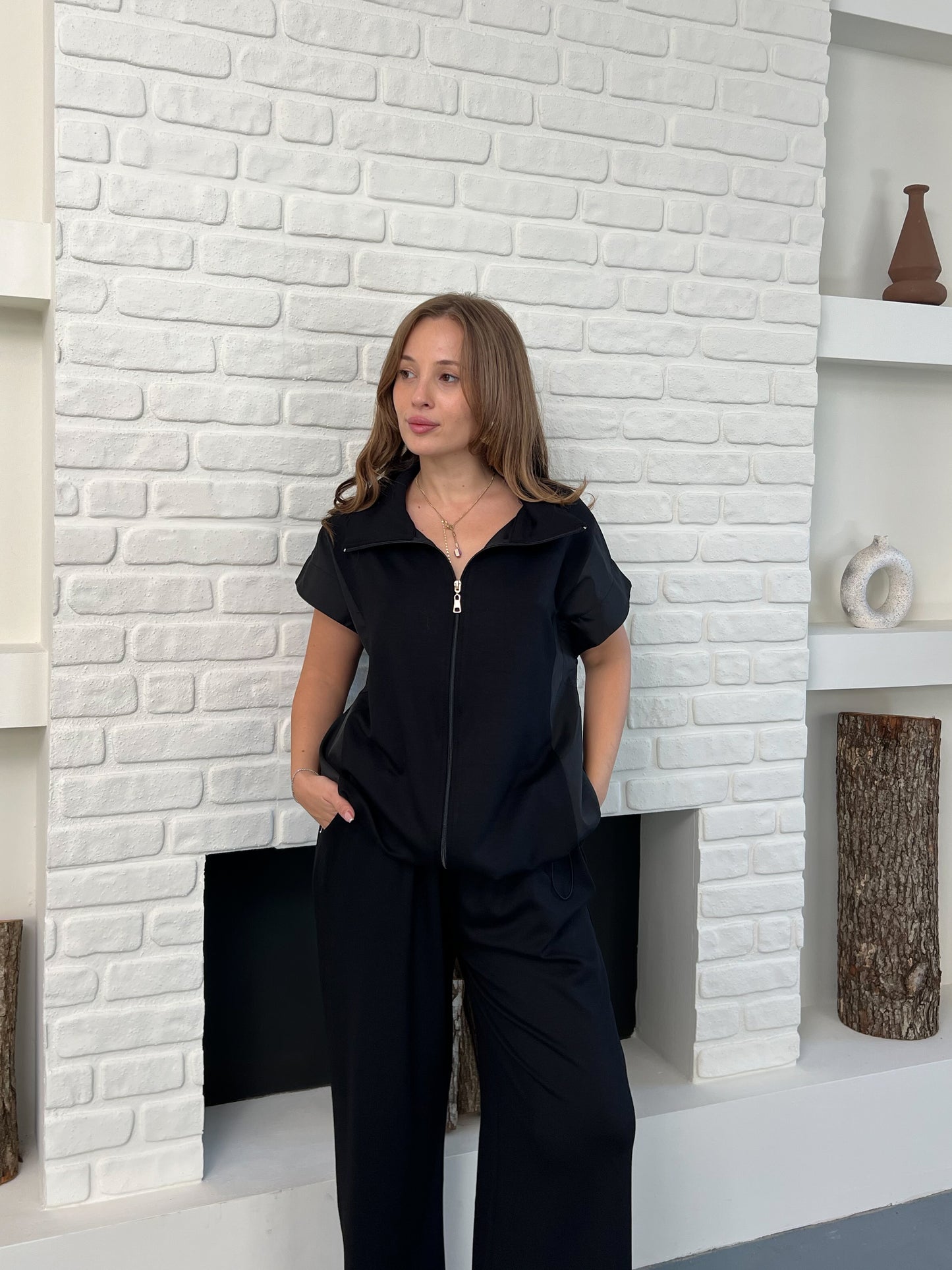 Paraşüt Kumaş Detaylı Yelekli Modal Alt Üst Şık Takım