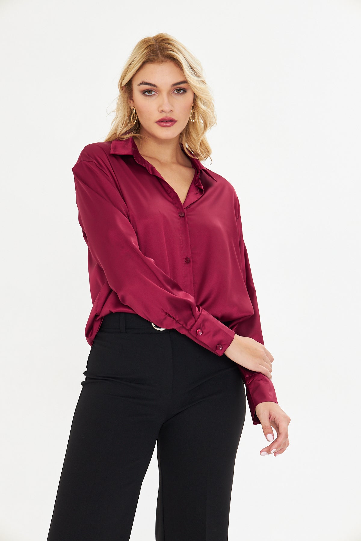 Saten Dökümlü Gömlek