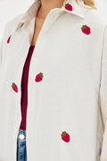 Çilekli Süzene Nakışlı Manşetli Gömlek
