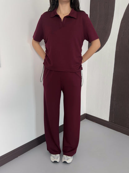 Polo Yaka Stoperli Büzgü Detaylı İkili Takım