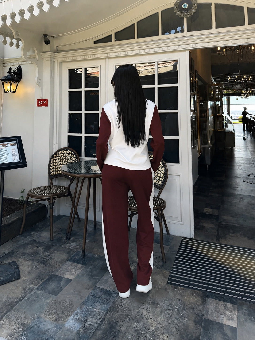 Polo Yaka Şerit Detaylı Bol Paça İkili Takım