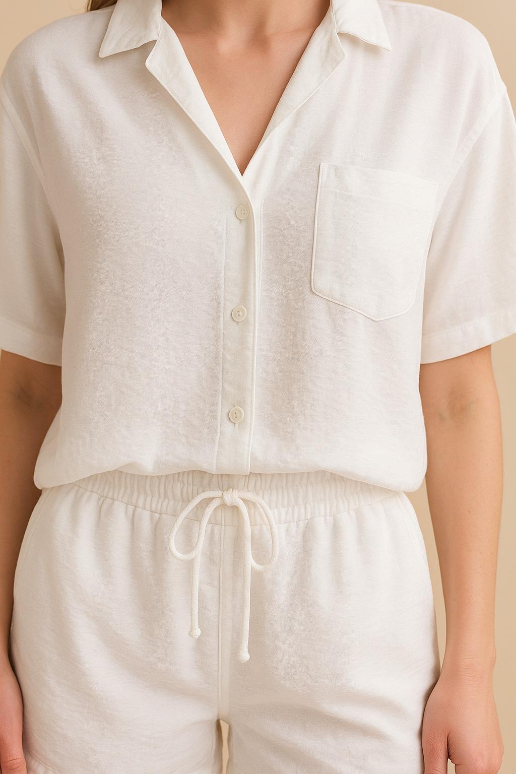 Keten Görünümlü Oversize Plaj Takımı