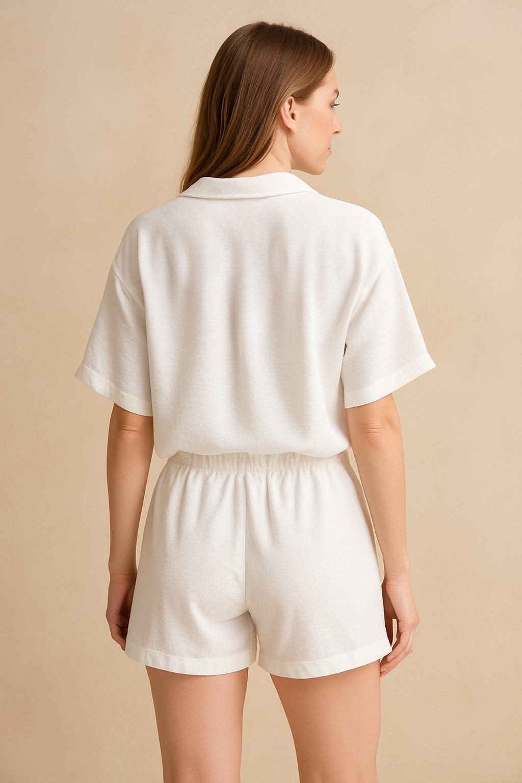 Keten Görünümlü Oversize Plaj Takımı