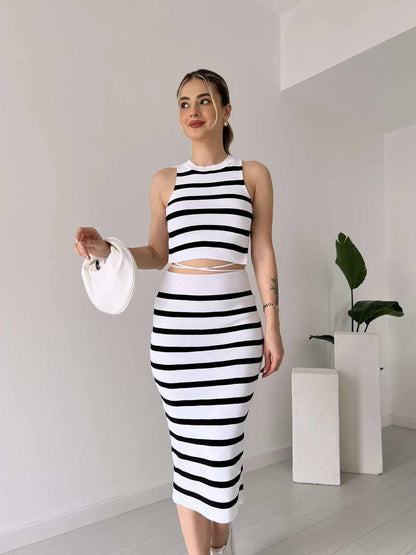 Çizgili Triko Takım