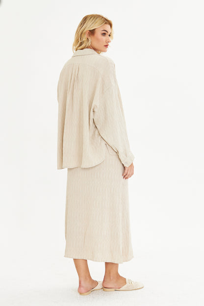 Piliseli Gömlek İnce Askılı Elbise Takımı