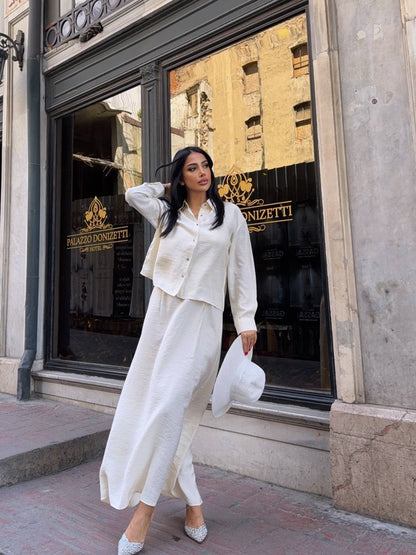 İp Askılı Elbise Gömlek Takım