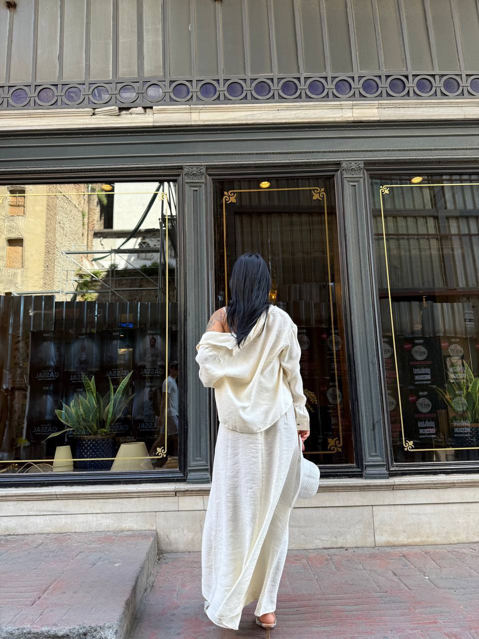 İp Askılı Elbise Gömlek Takım