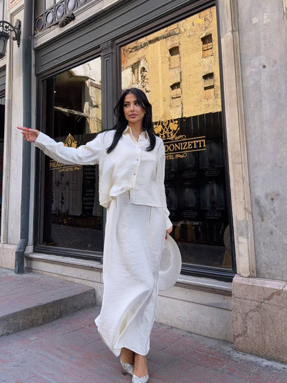 İp Askılı Elbise Gömlek Takım